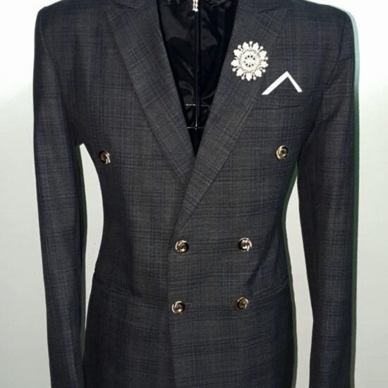 Áo Vest Cưới Nam 6 Nút Cao Cấp – Vest Double Breasted Sang Trọng, Phom Slim Fit Chuẩn Chú Rể - Màu Xám Đậm Có Họa Tiết | Mã SP: AV-021