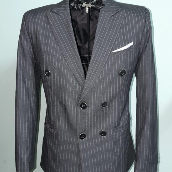 Áo Vest Cưới Nam 6 Nút Cao Cấp – Vest Double Breasted Sang Trọng, Phom Slim Fit Chuẩn Chú Rể - Màu Xám Có Sọc | Mã SP: AV-020