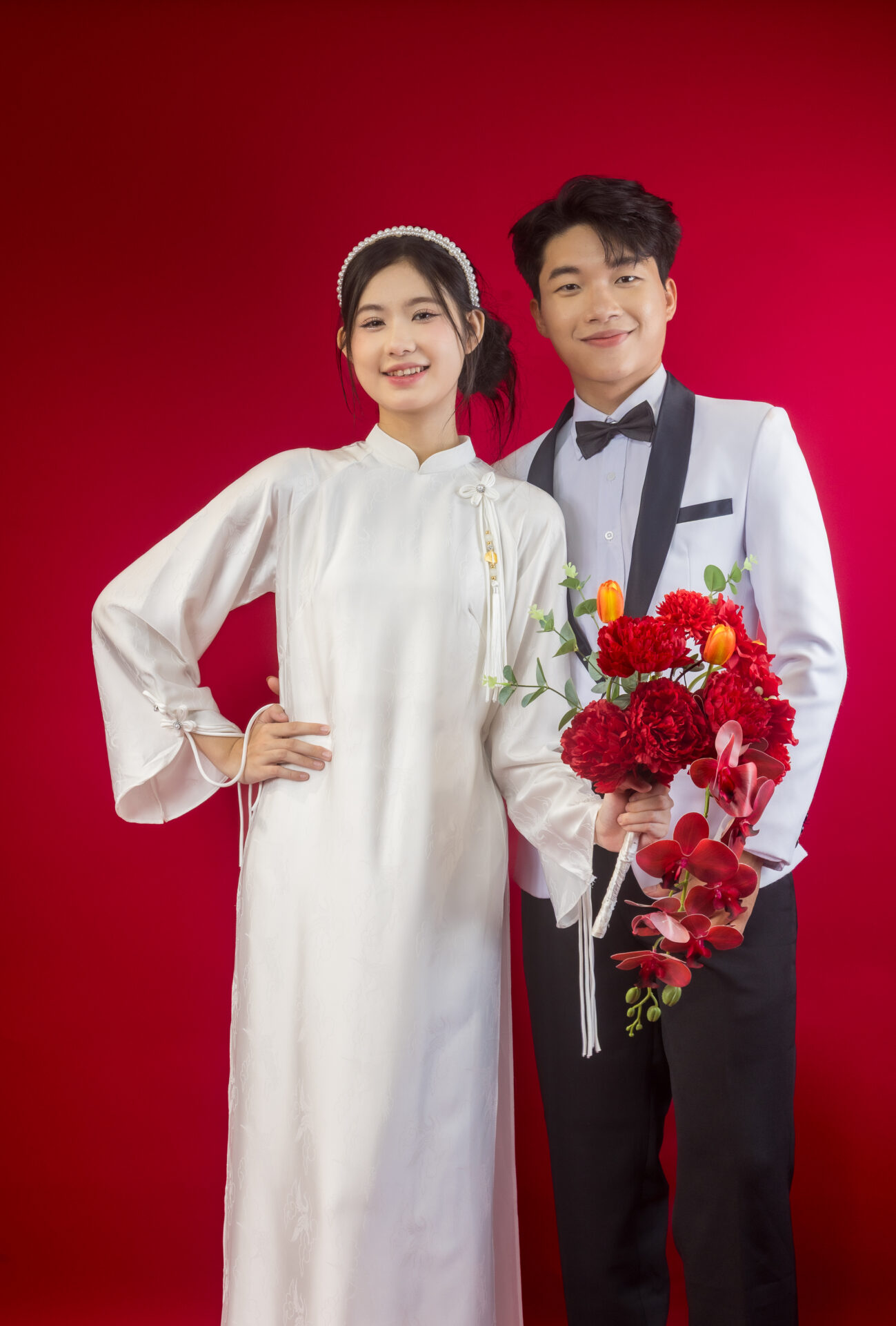 Áo Dài Trắng Gấm Dáng Suông | Mã SP: AD-015 - Ảnh 3