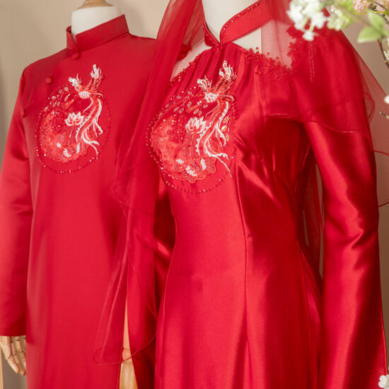 Cặp Áo Dài Đỏ Song Hỷ Uyên Ương | Mã SP: AD-017