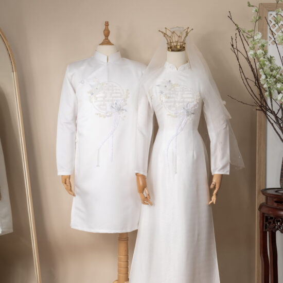 Cặp Áo Dài Trắng Tuyết Hỷ | Mã SP: AD-018