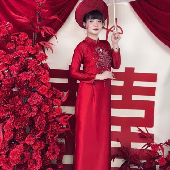 Cặp Áo Dài Đỏ Kim Hỷ Giao Duyên | Mã SP: AD-019